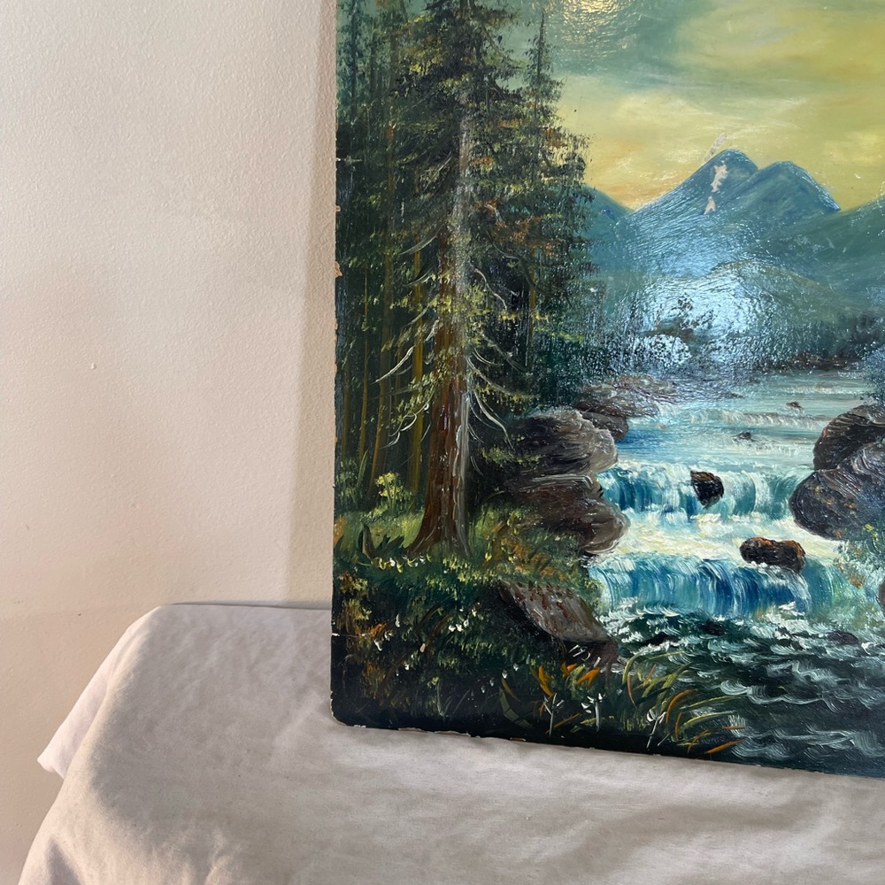 Antique Oil Painting FW Devoe Art Board Mountain Landscape Vintage Artwork Old - Picture 9 of 12